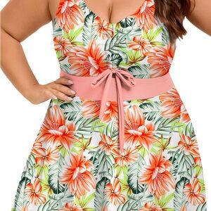 Floral Sleeveless Dress with Pink Accents